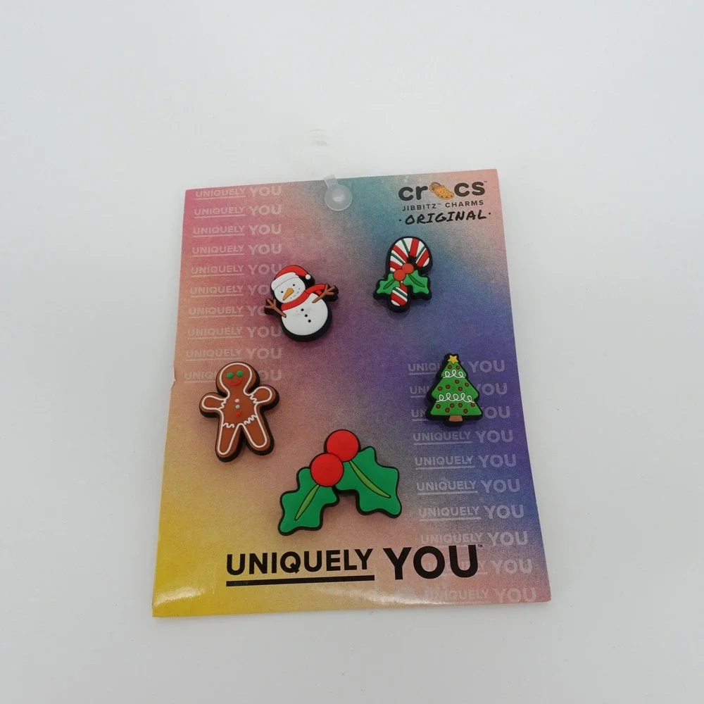 Crocs Jibbitz Iconic Christmas 5 Pack Shoe Charms Snowman Gingerbread NEW